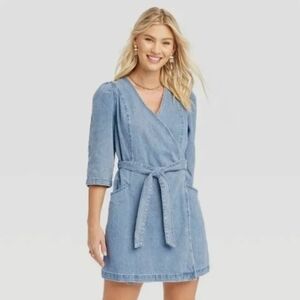 Universal Thread Blue Denim Wrap Dress